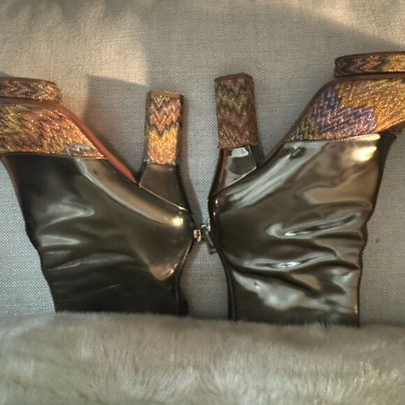 Metallic leather & pastel MISSONI print - platform boots made in Italy - size 39 - Picture 4 of 13